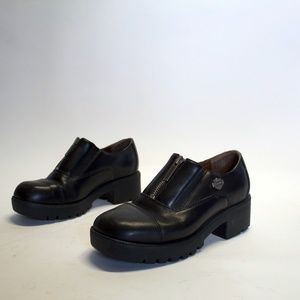 Chunky Harley Davidson zipper shoes